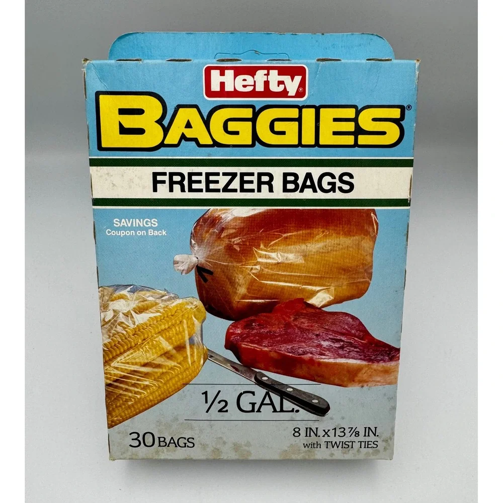 Vintage Hefty Baggies Freezer Bags 1/2 Gal 30ct Sealed 1970s 1980s Retro Prop